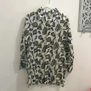 Rygy Leopard  Print Oversized Blouse O/S